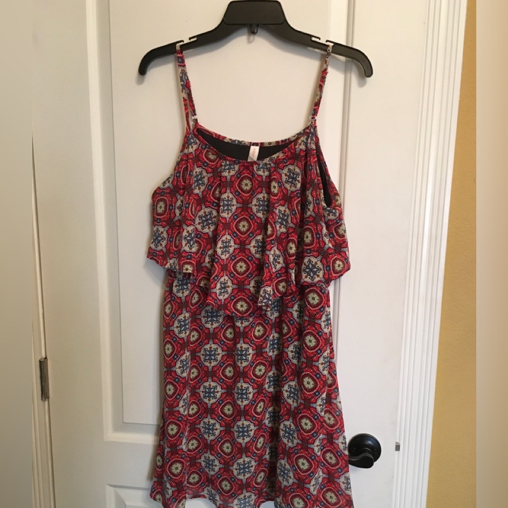 Orange Patterned Spaghetti Strap Sundress, New never worn L